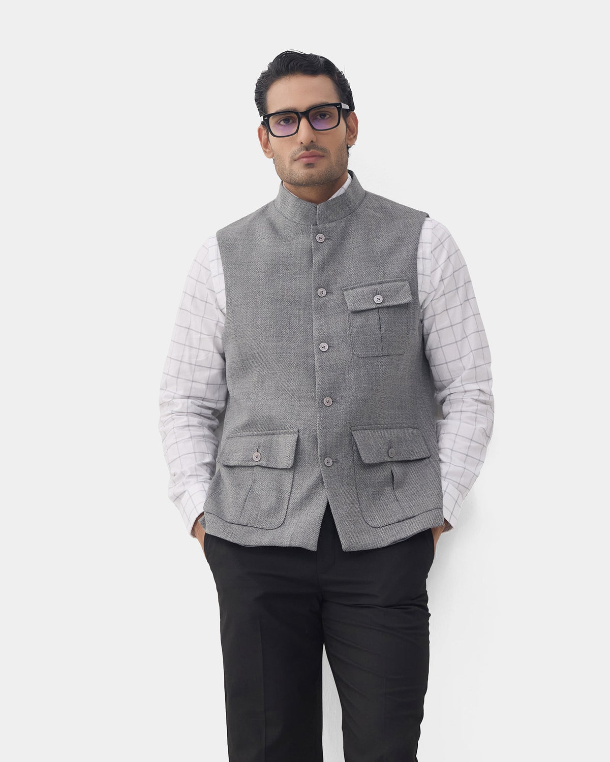 Grey Textured Waistcoat - Scholar