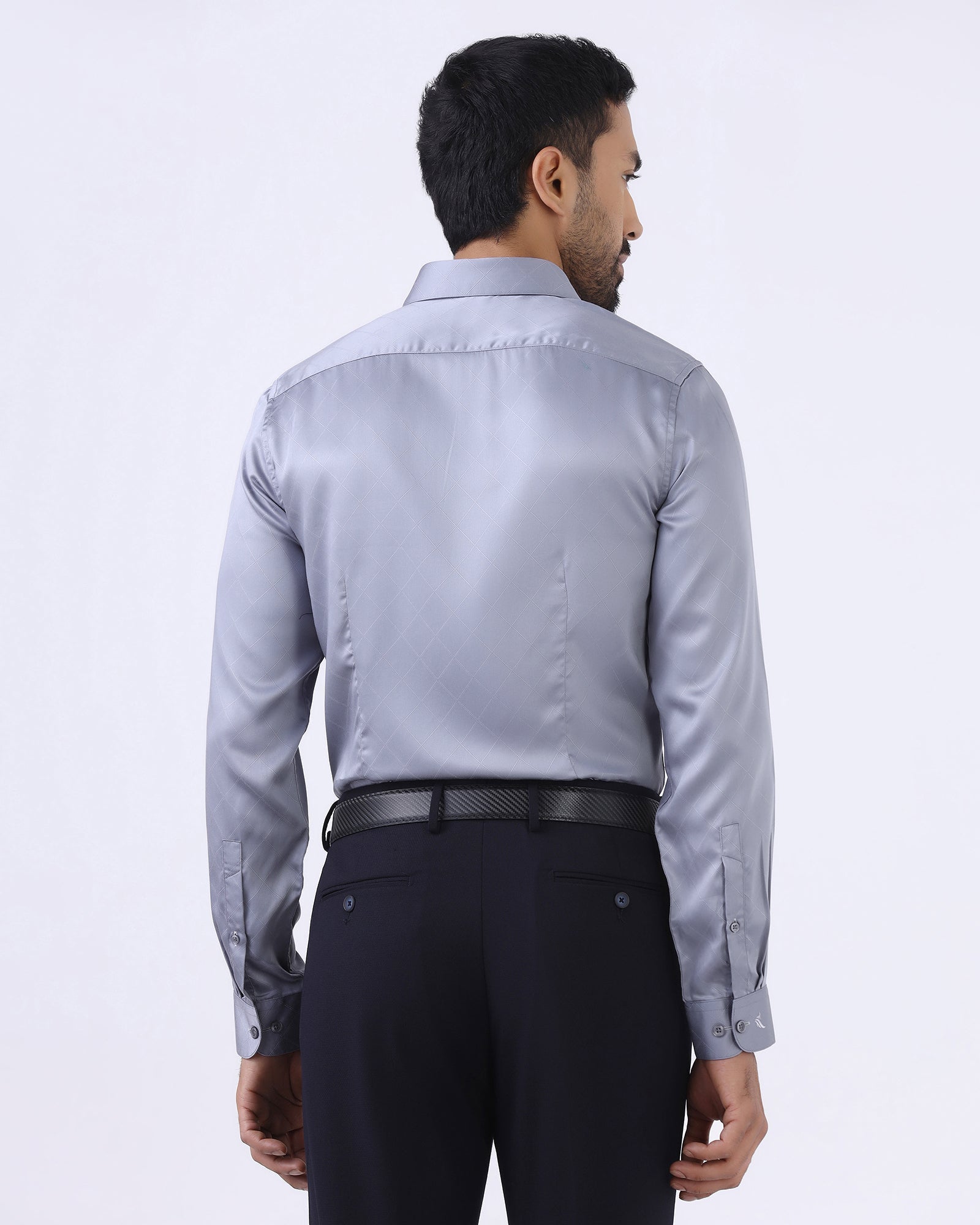 Greyish Blue Jacquard Shirt - Mario