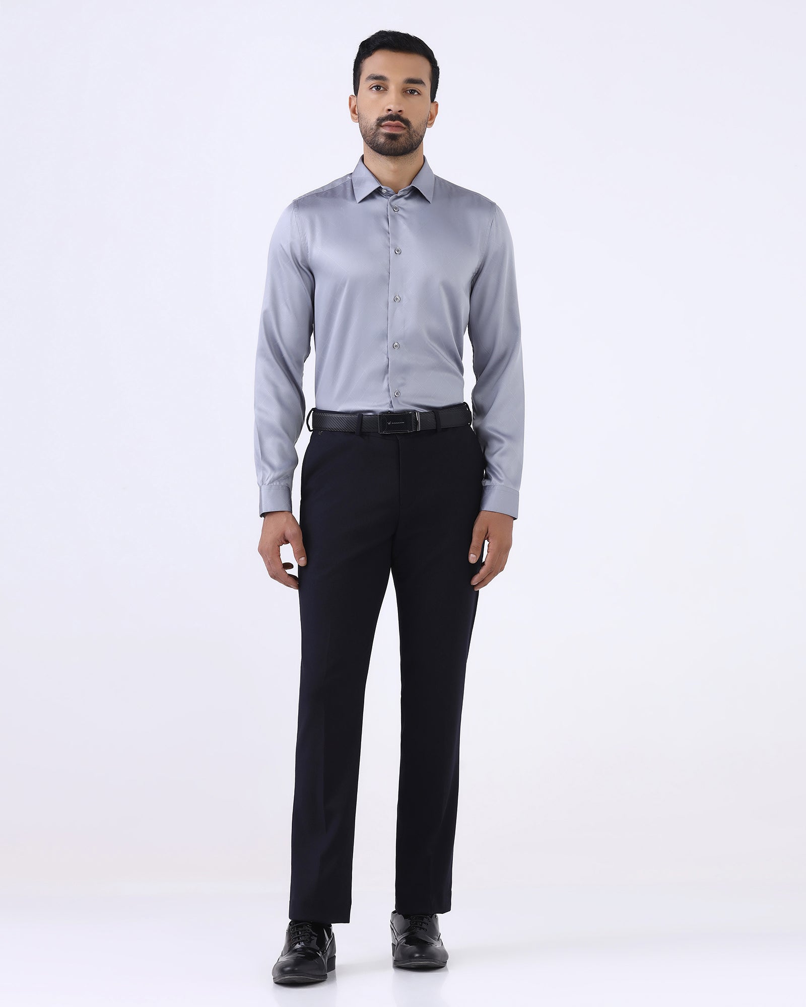 Greyish Blue Jacquard Shirt - Mario