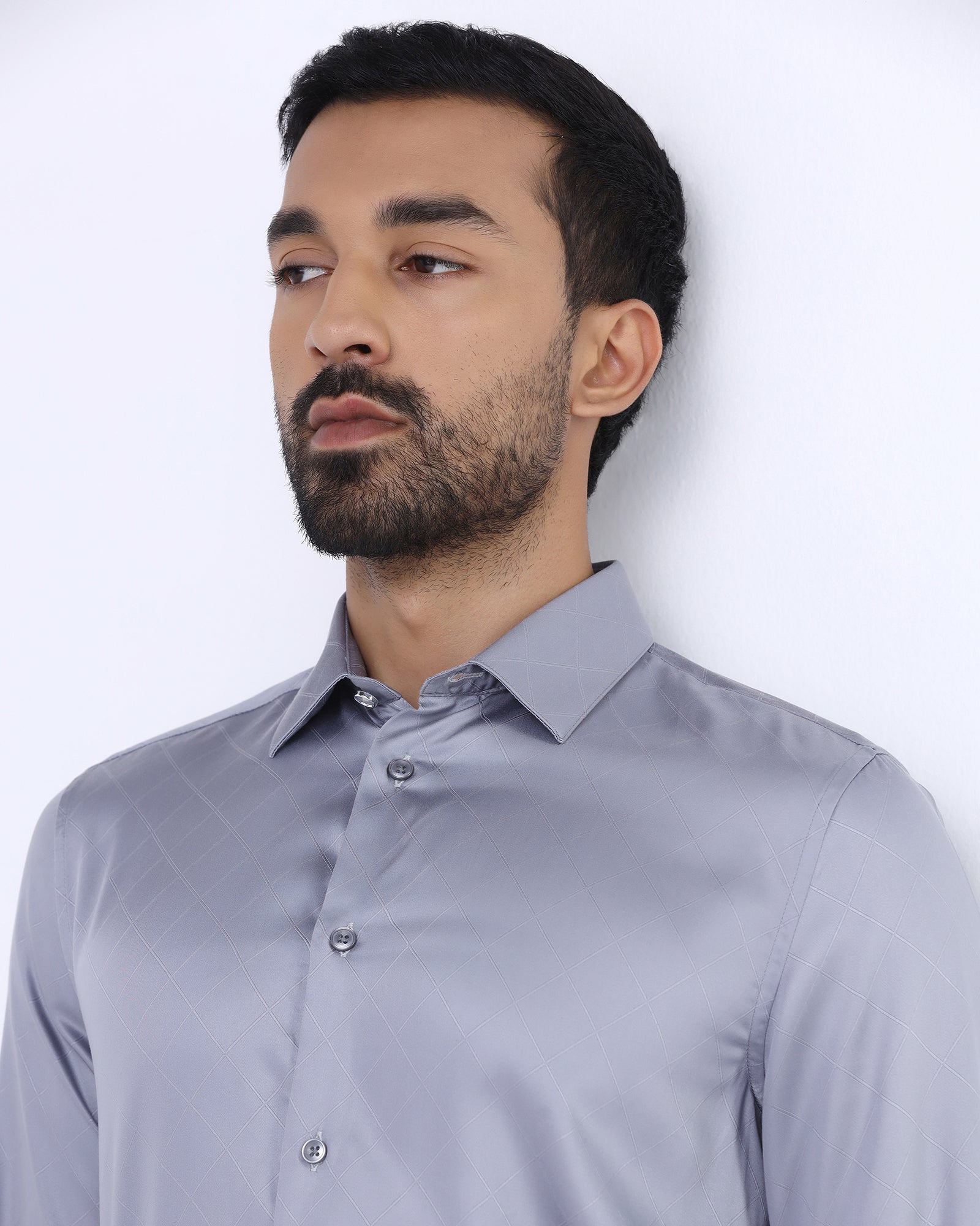 Greyish Blue Jacquard Shirt - Mario