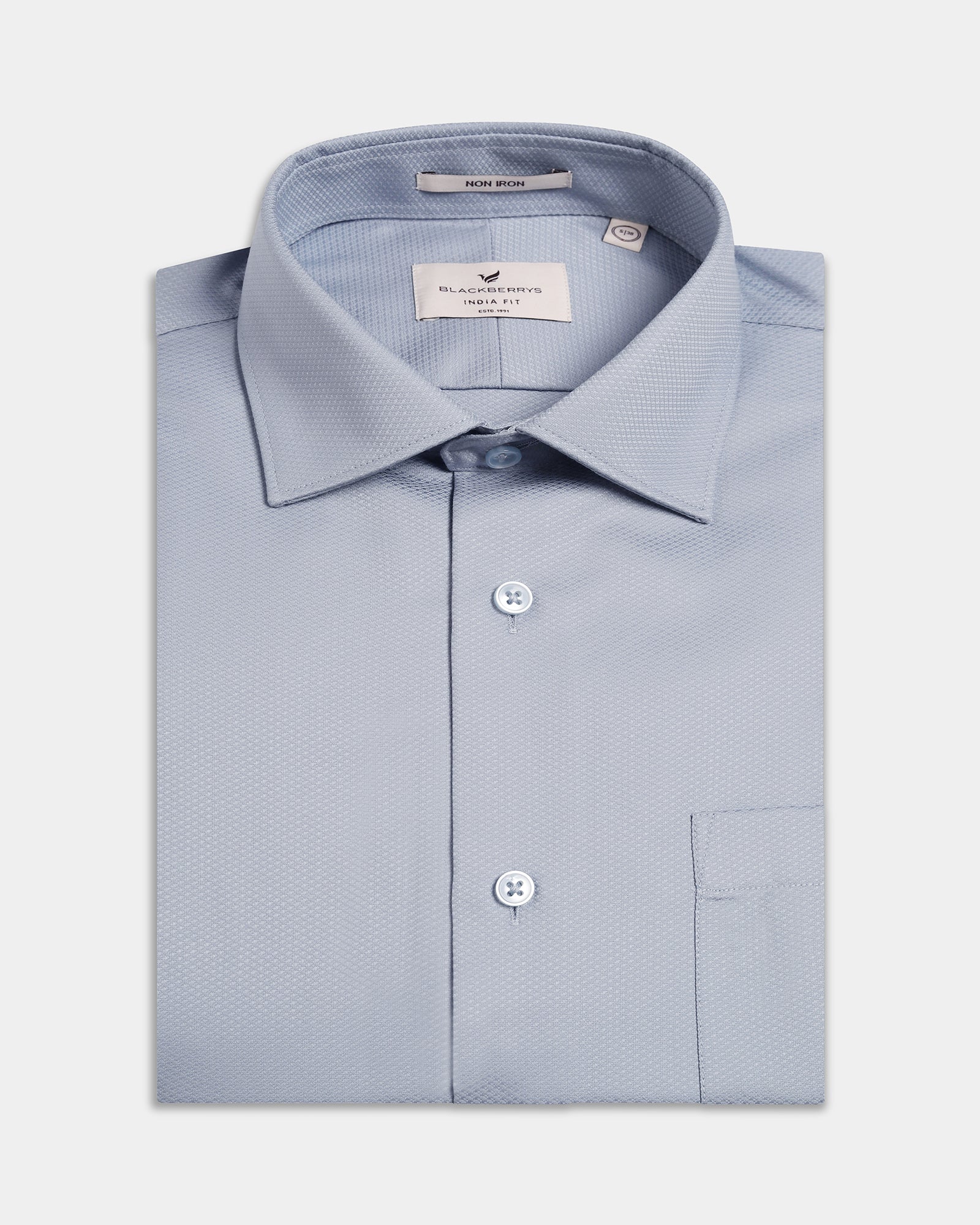 Greyish Blue Unwrinkle Textured Shirt - P31