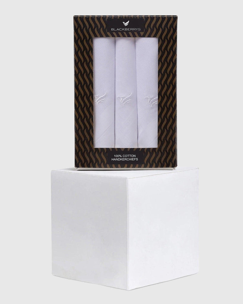 Cotton White Solid Handkerchief - Robert