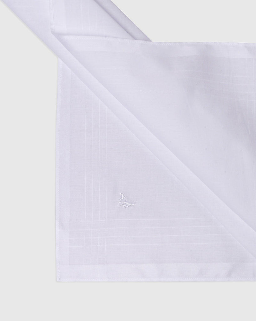 Cotton White Solid Handkerchief - Robert