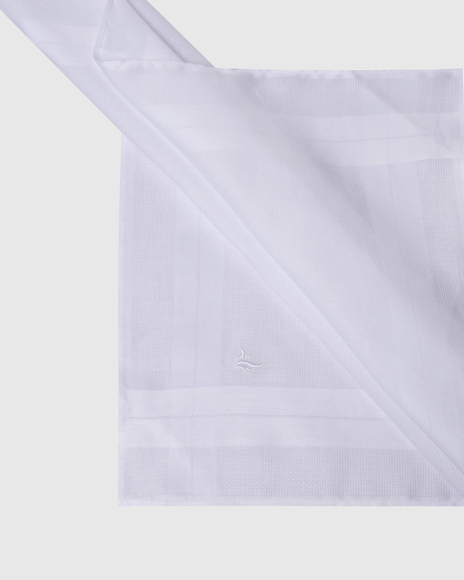 Cotton White Solid Handkerchief - Robert