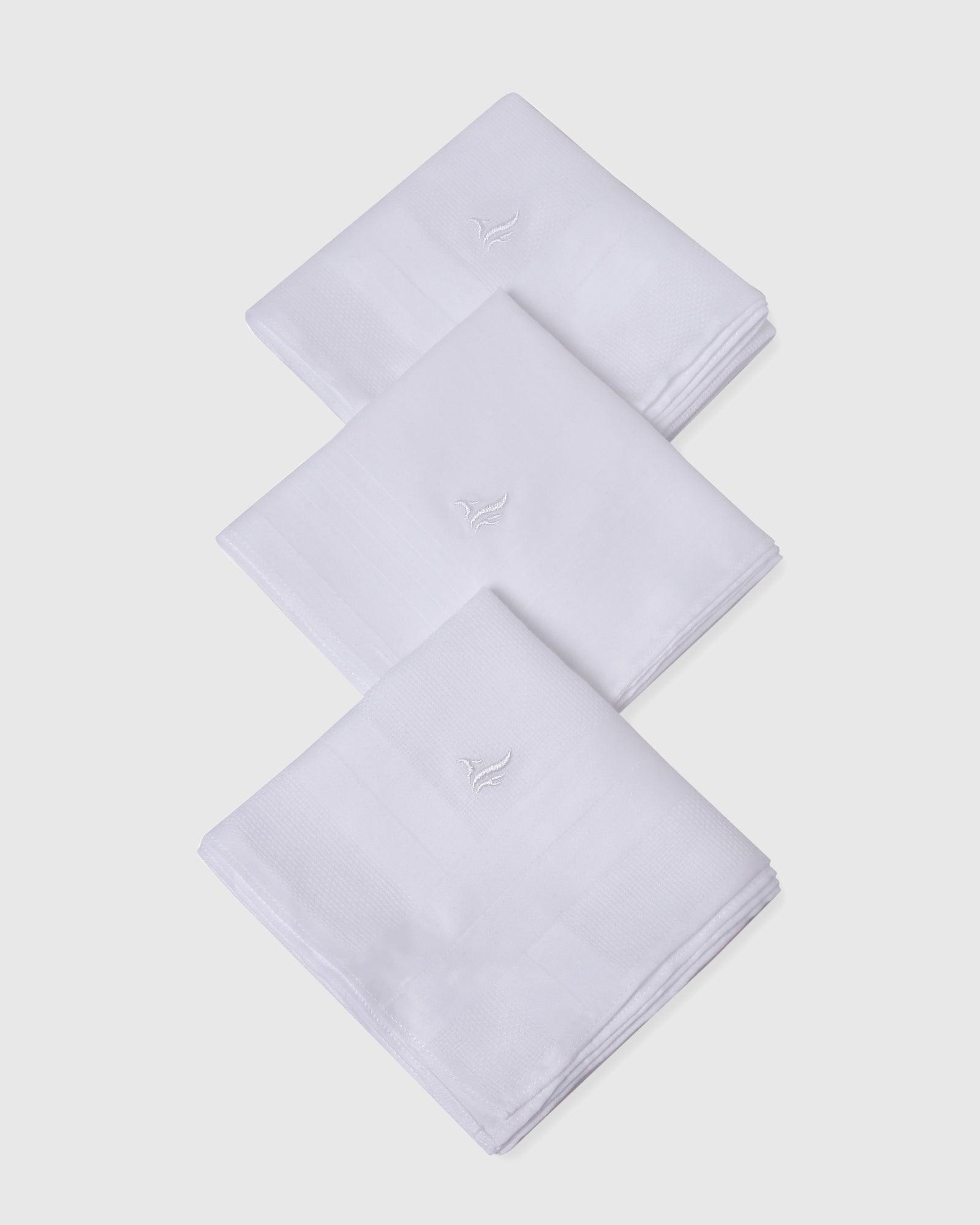 Cotton White Solid Handkerchief - Robert