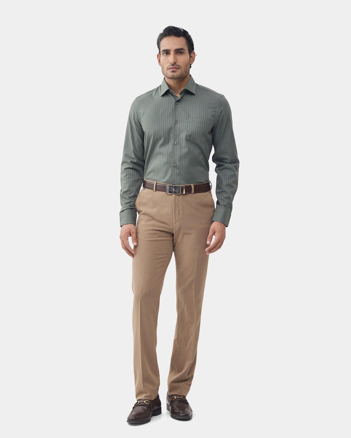 Khaki Textured Trouser - Delma