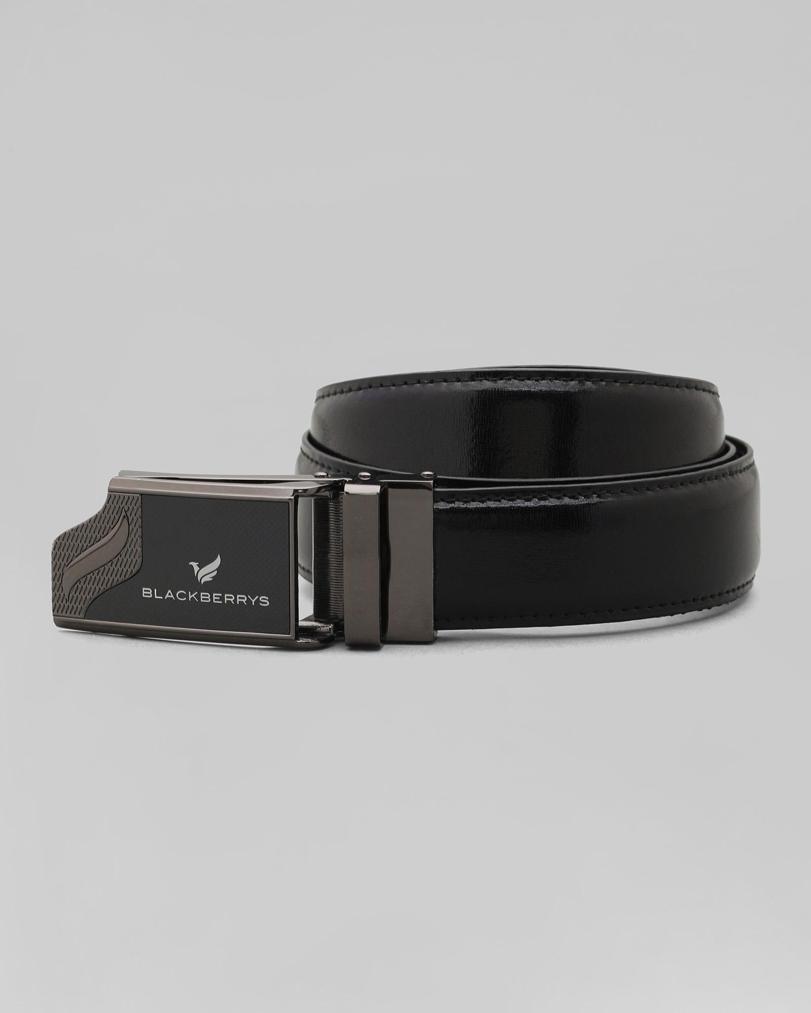 Leather Black Solid Belt - Panama