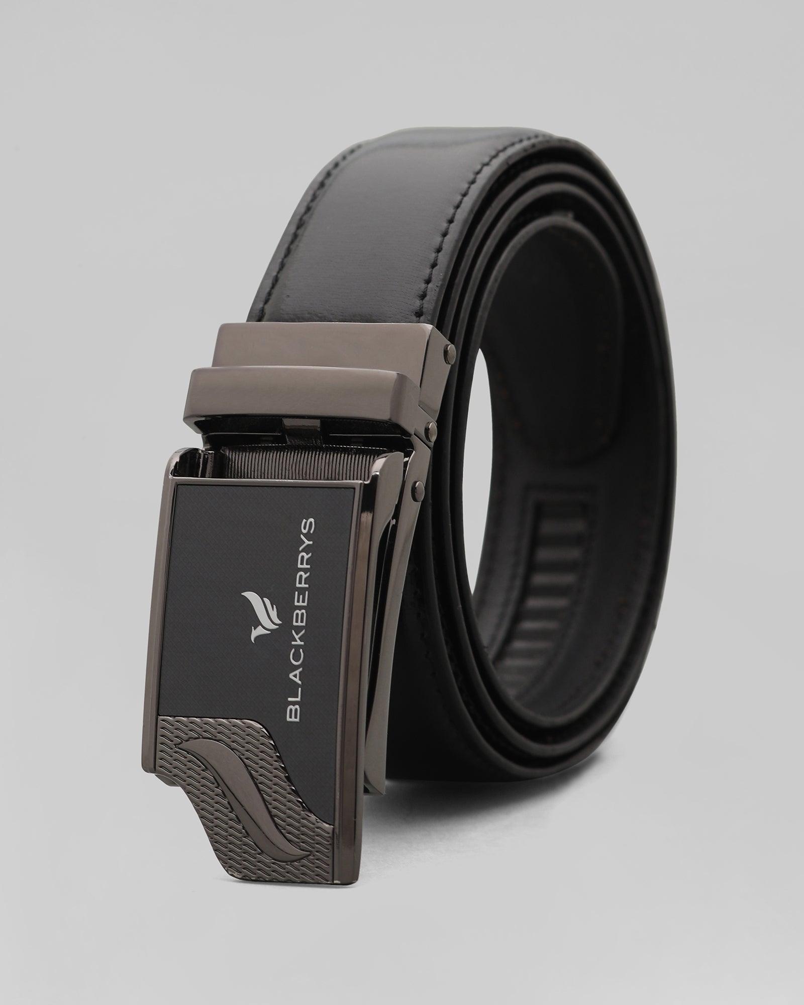Leather Black Solid Belt - Panama