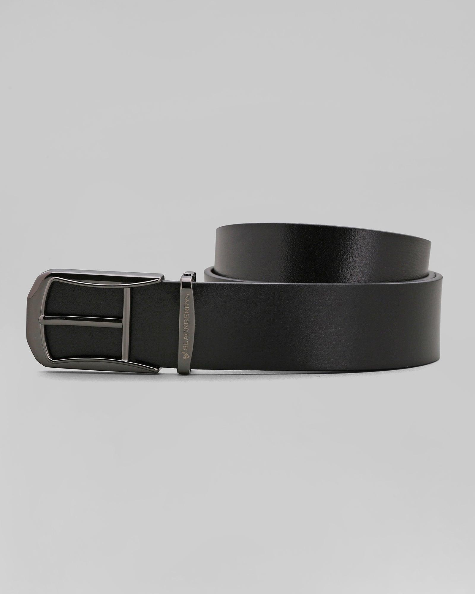 Leather Black Solid Belt - Peru