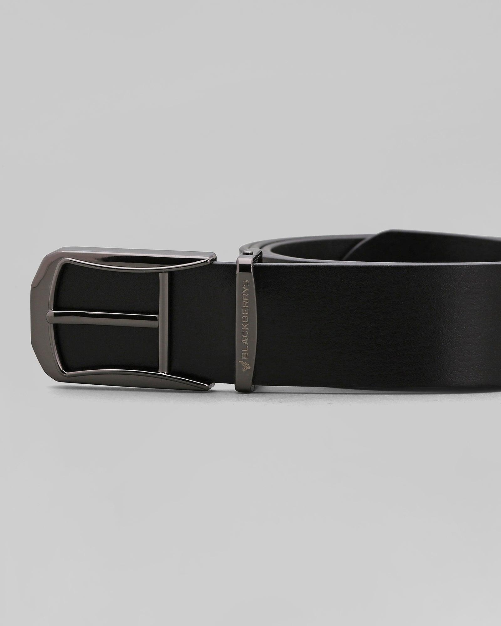 Leather Black Solid Belt - Peru