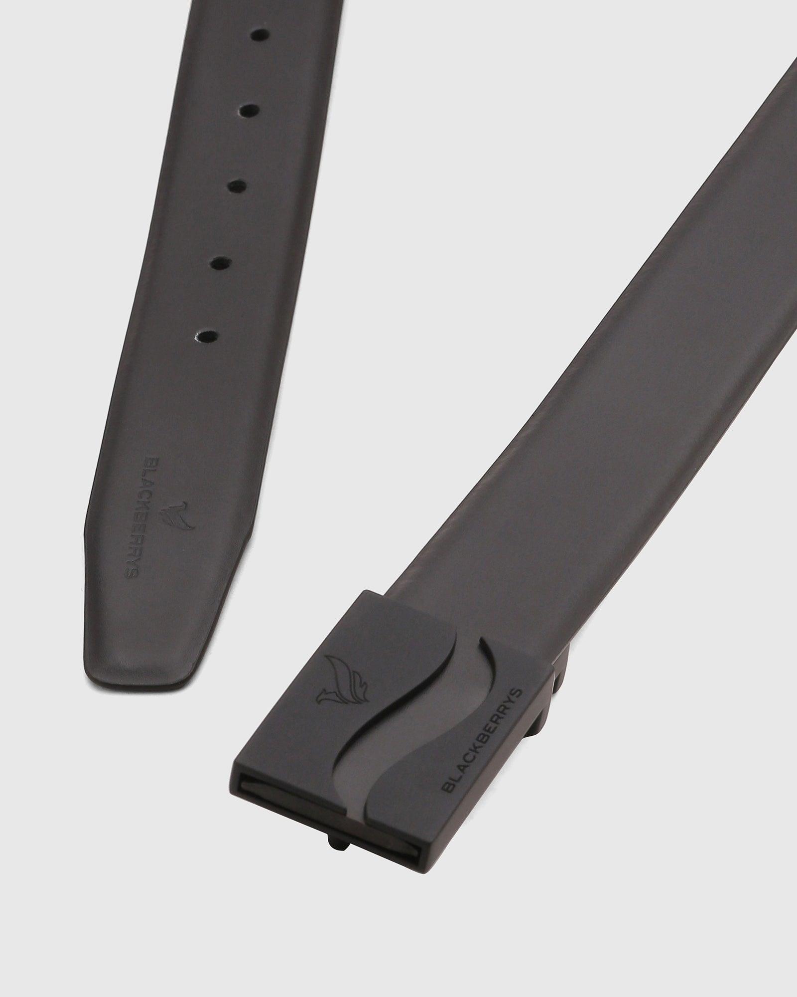 Solid Leather Belt In Black (Santiago) - Blackberrys