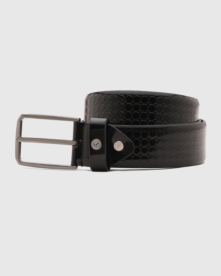 Leather Black Solid Belt - Shaun