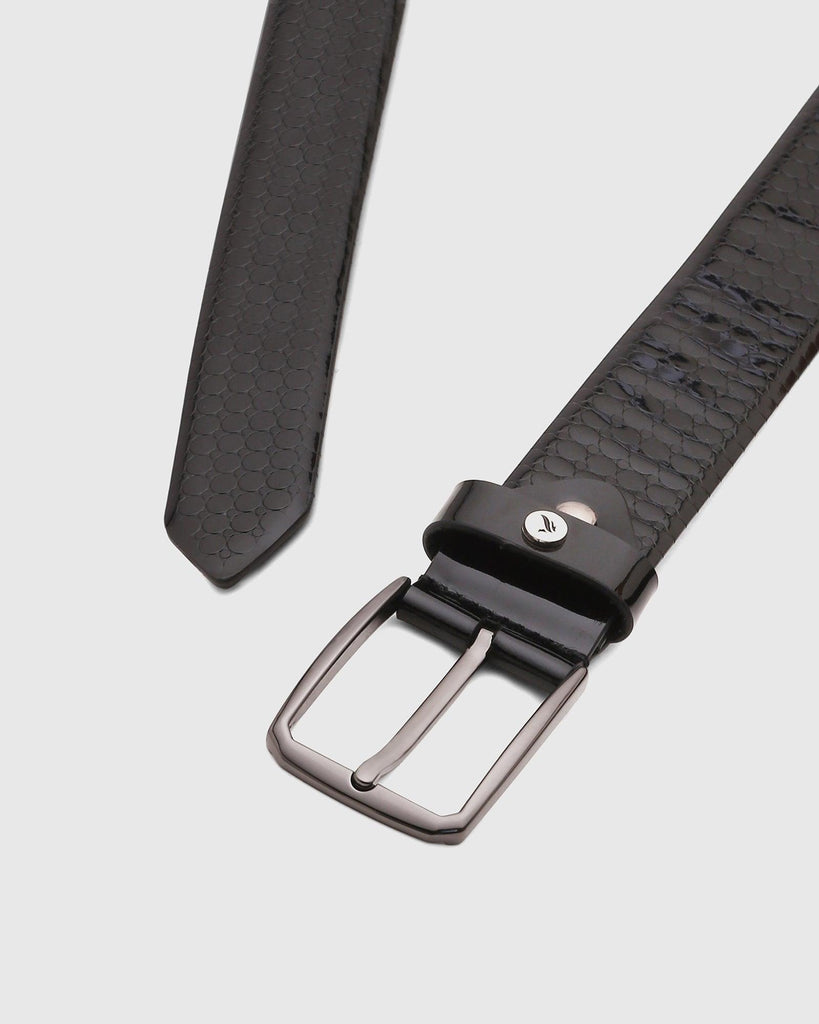 Leather Black Solid Belt - Shaun