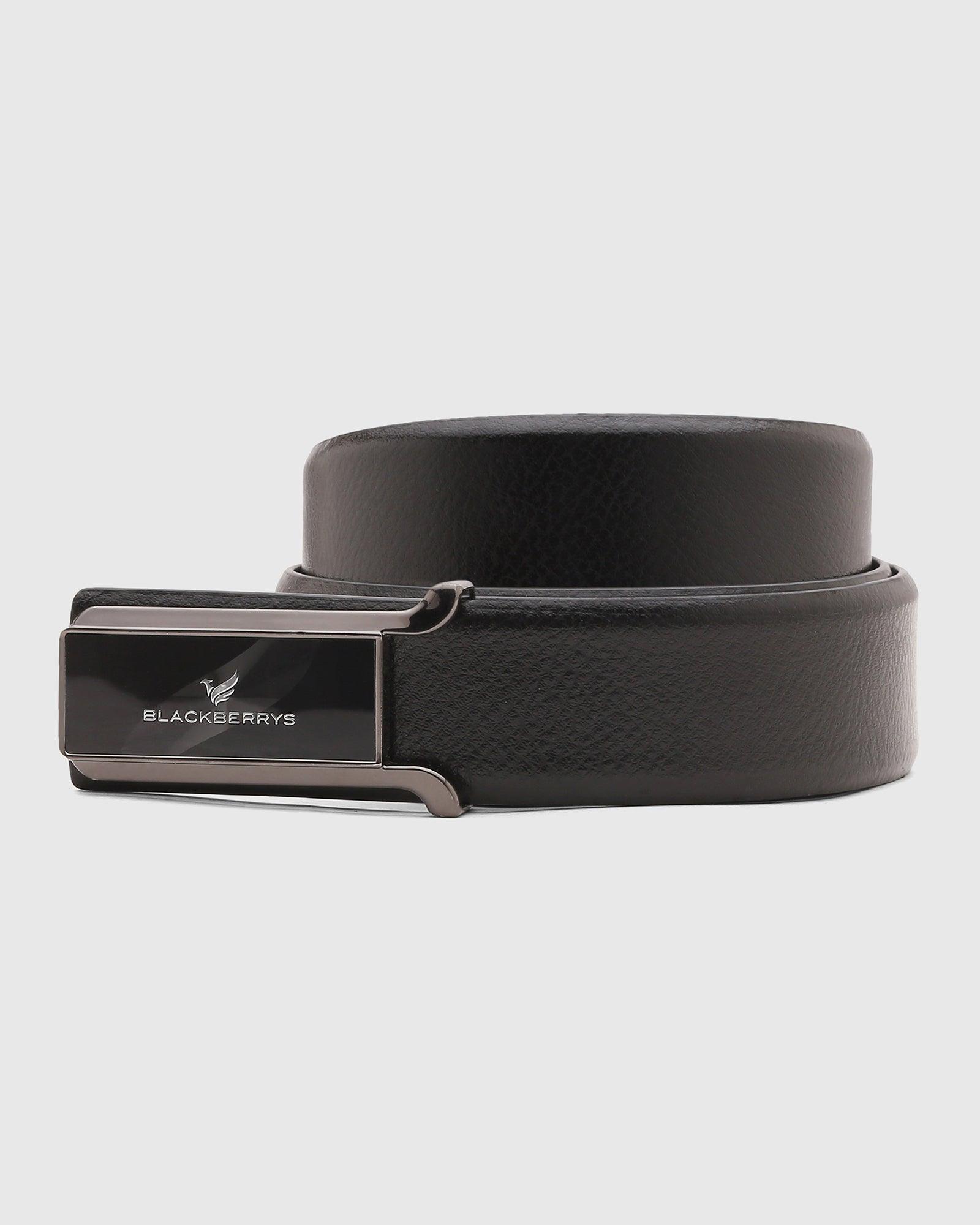 Leather Black Solid Belt - Steve