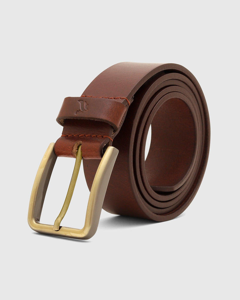 Leather Brown Solid Belt - Sergio