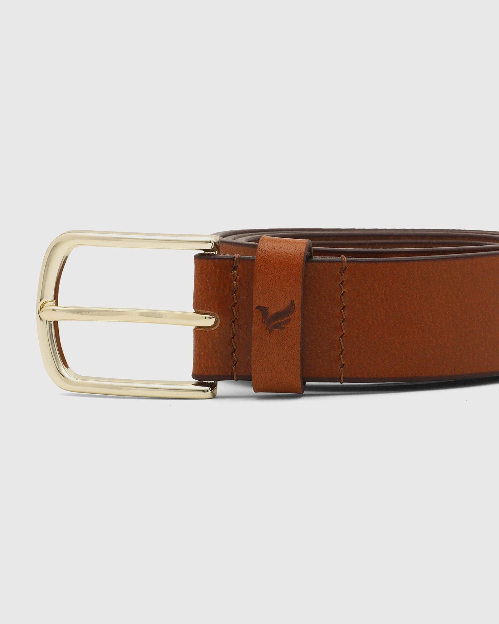 Solid Leather Belt In Tan (Sadio) - Blackberrys