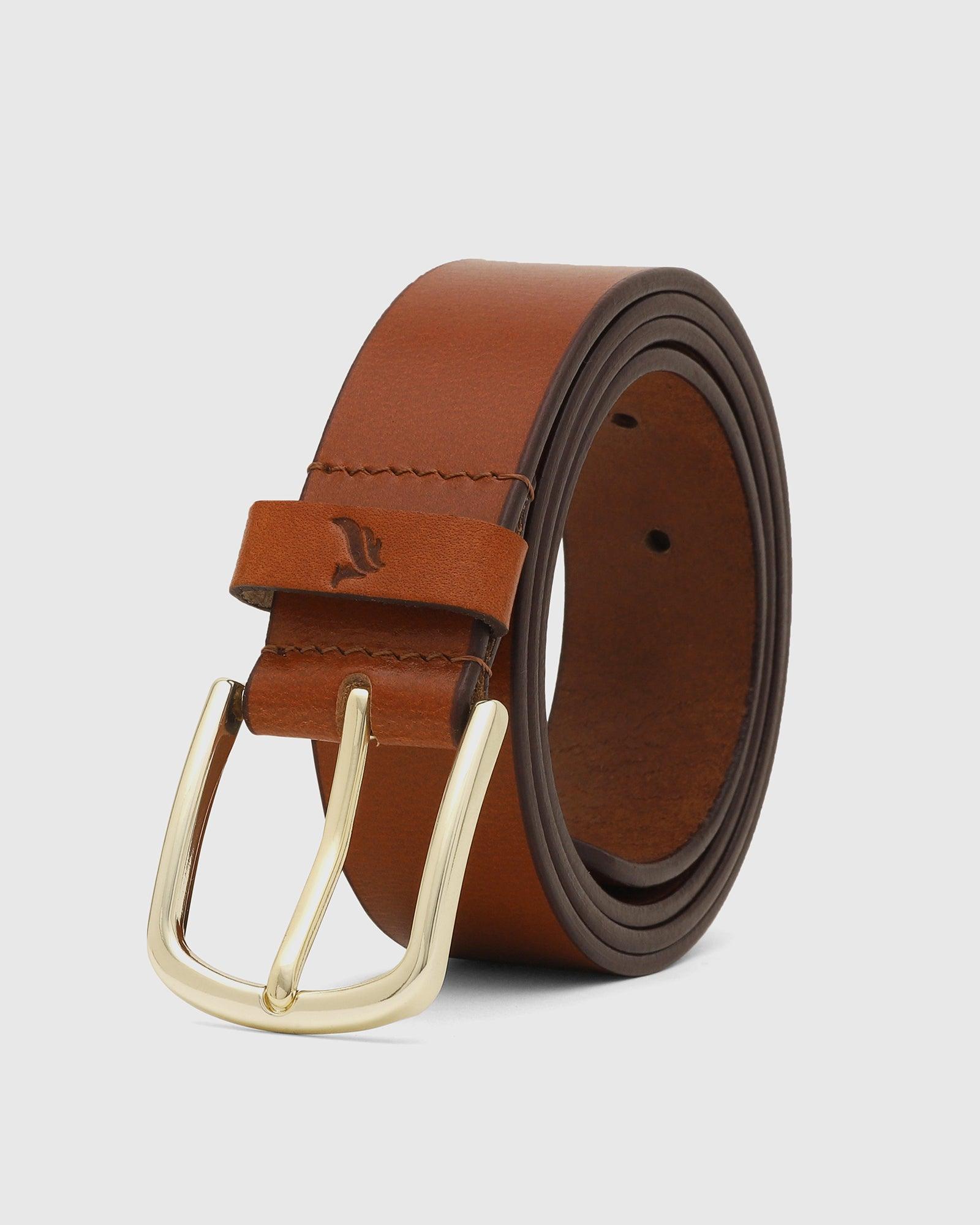 Solid Leather Belt In Tan (Sadio) - Blackberrys