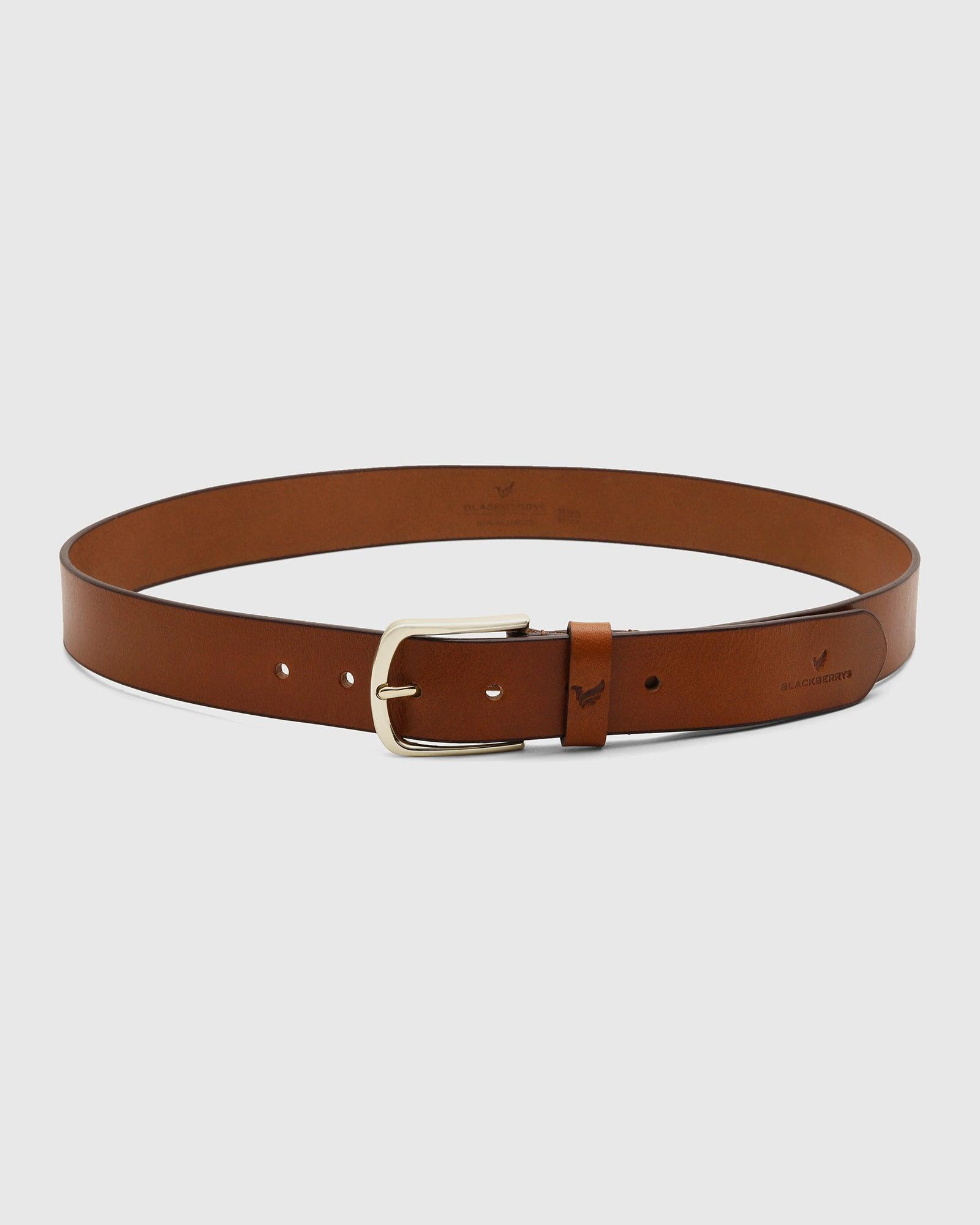 Solid Leather Belt In Tan (Sadio) - Blackberrys