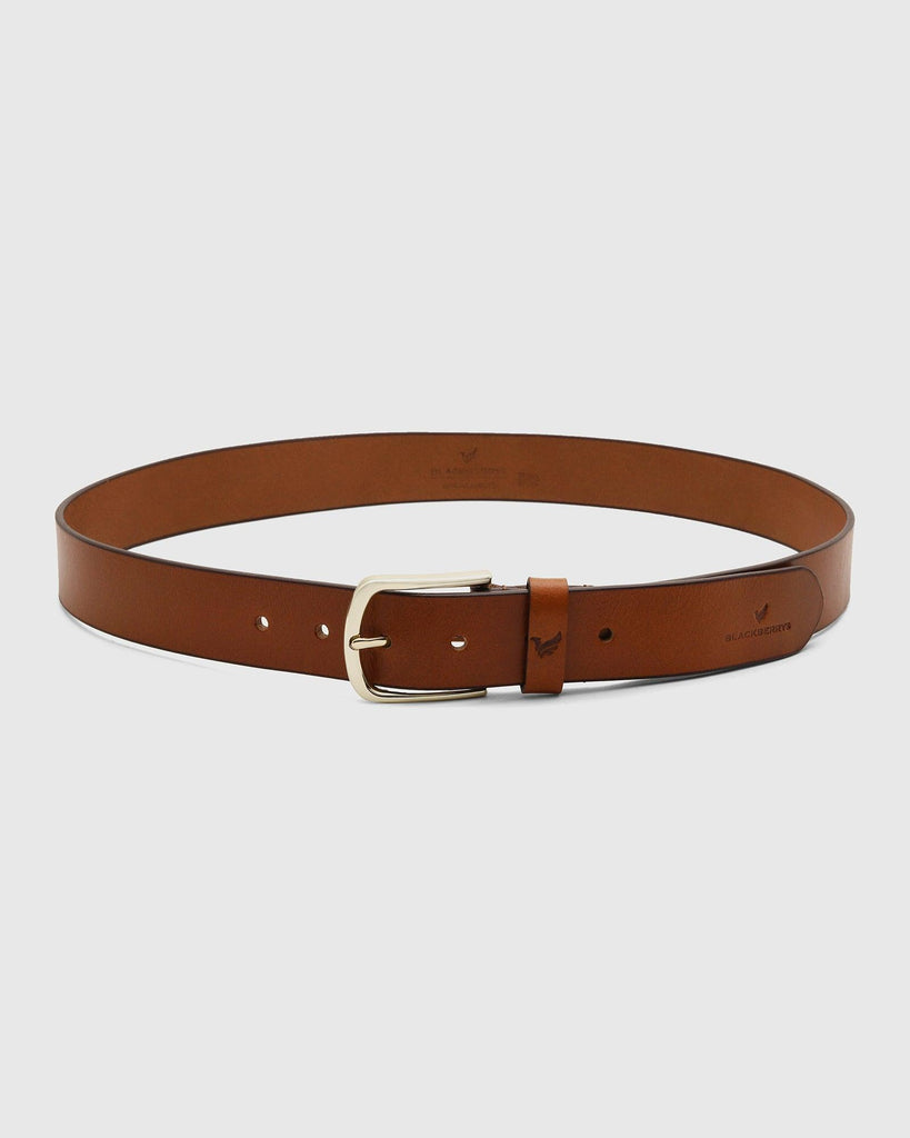 Leather Tan Solid Belt - Sadio