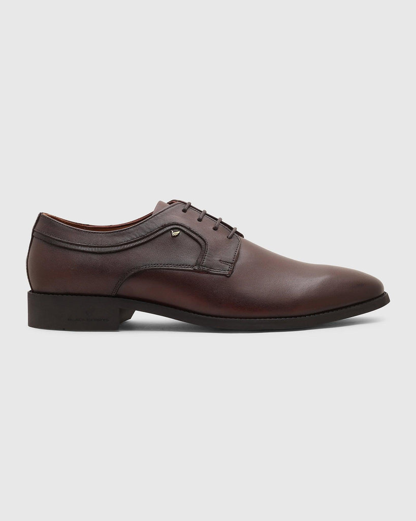 Leather Burgandy Solid Derby Shoes - Quddor