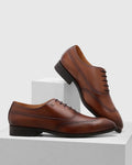 Solid Leather Oxford Shoes In Tan (Qusso) - Blackberrys