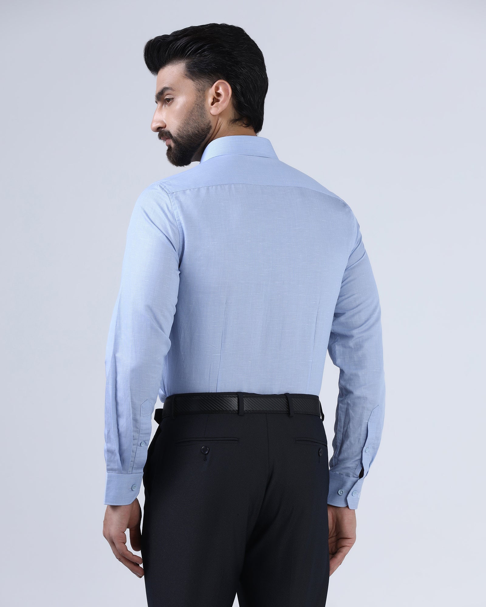Light Blue Linen Stripe Shirt - Kyro