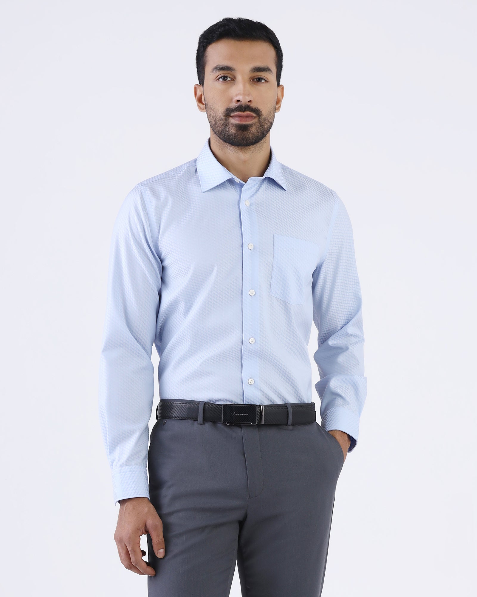 Light Blue Non Iron Textured Shirt - Esme