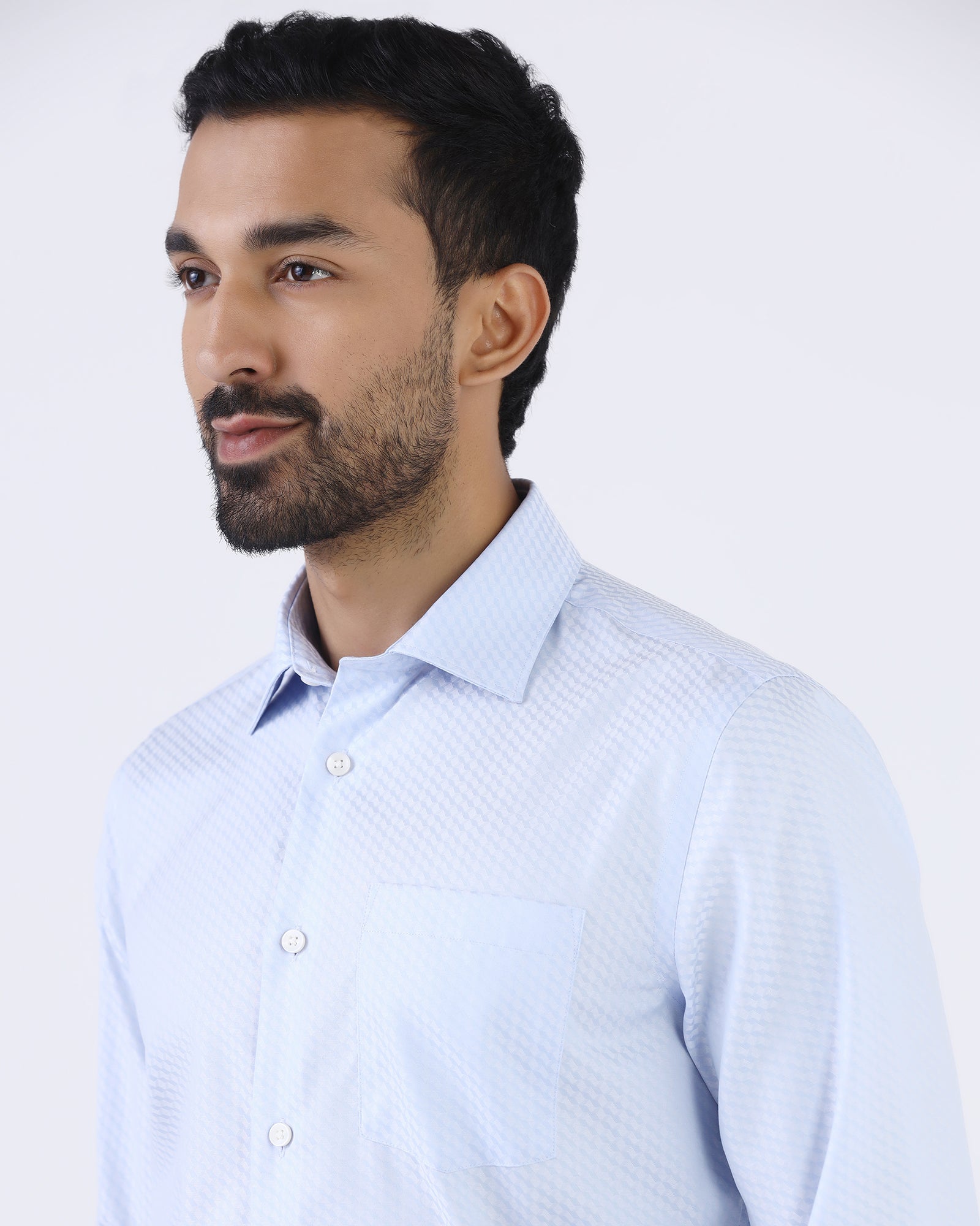 Light Blue Non Iron Textured Shirt - Esme