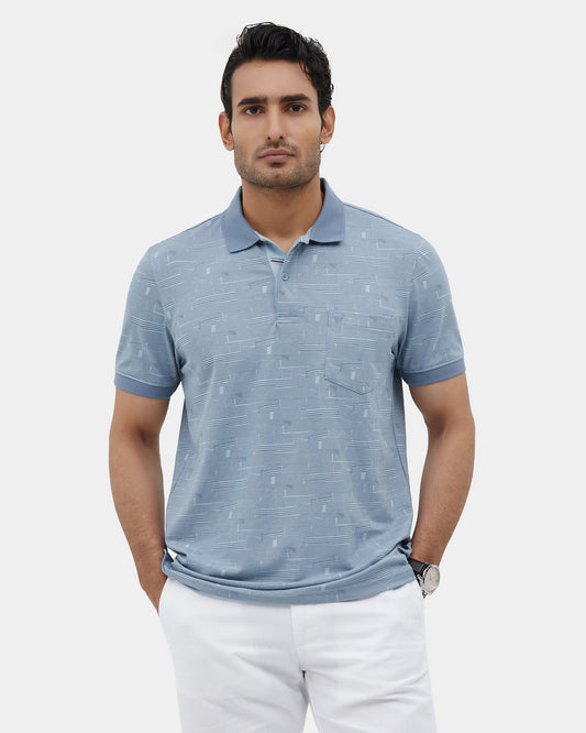 Light Blue Printed Polo - Mac