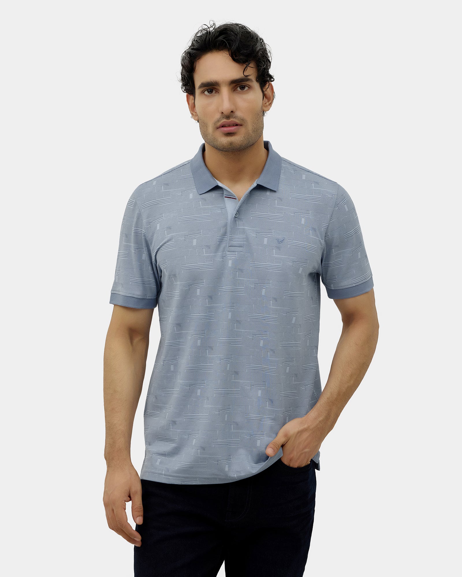 Light Blue Printed Polo - Mac