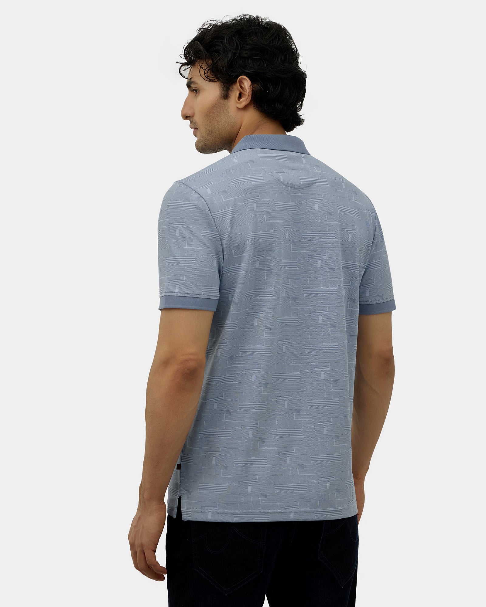 Light Blue Printed Polo - Mac