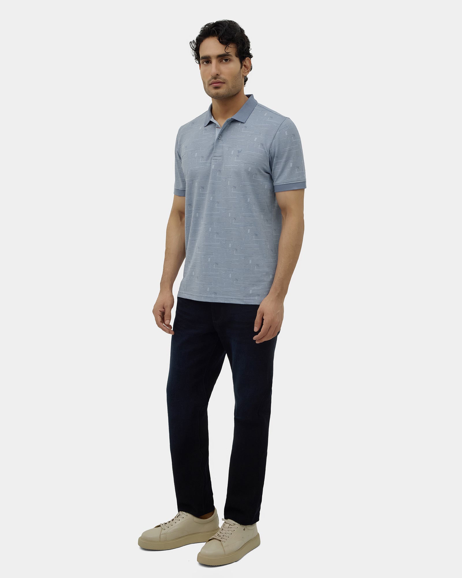 Light Blue Printed Polo - Mac