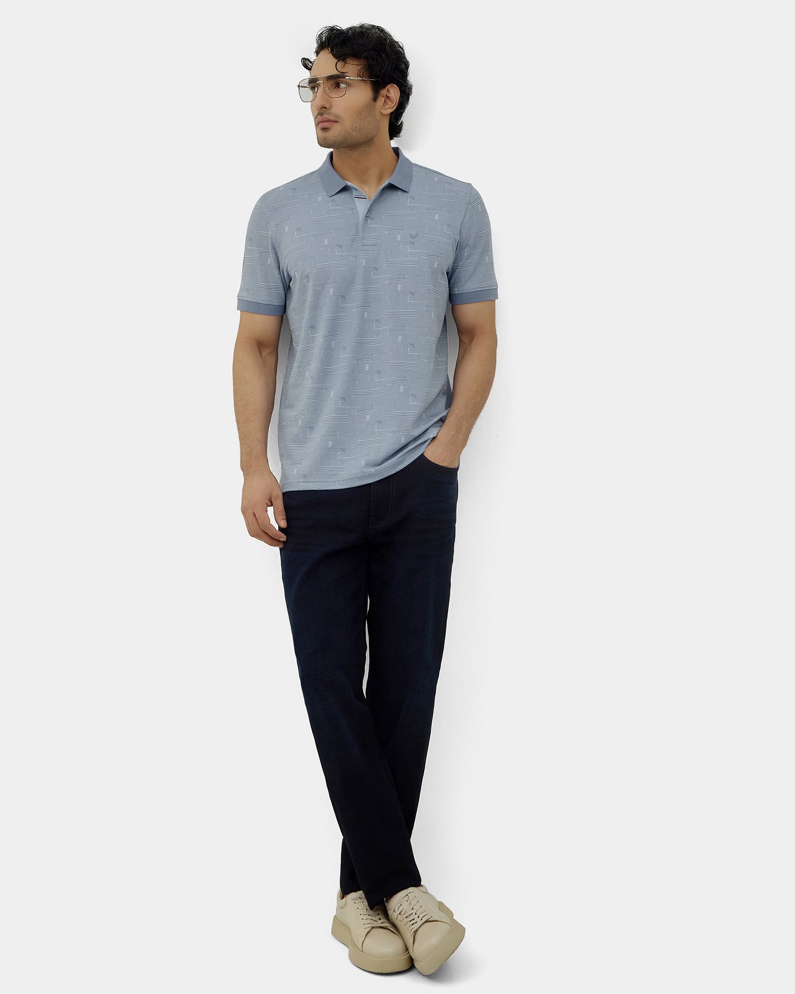 Light Blue Printed Polo - Mac