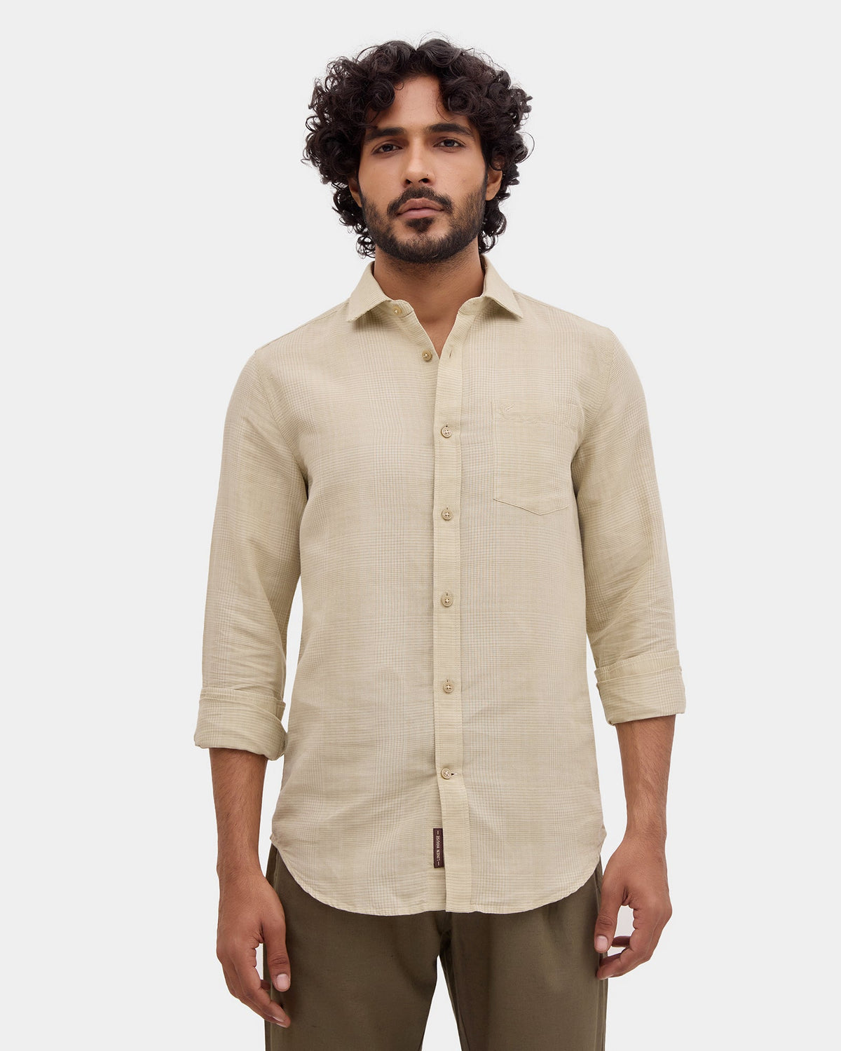 Light Green Linen Check Shirt - Stor