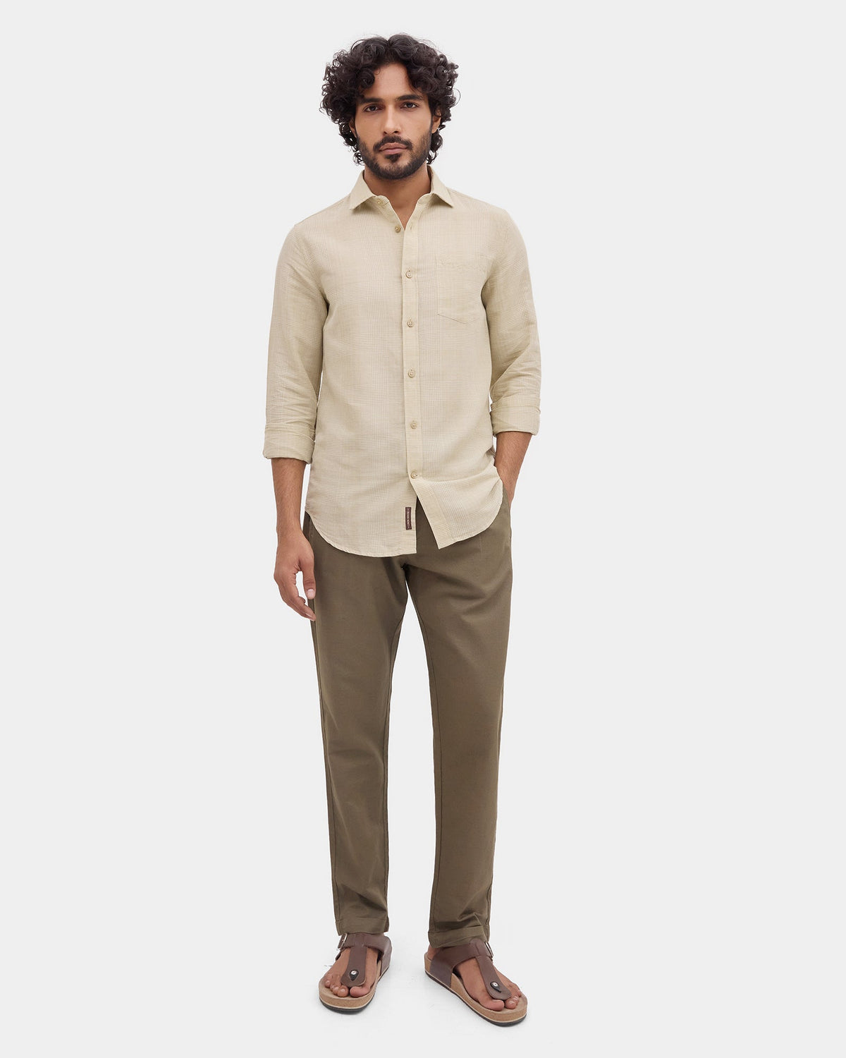 Light Green Linen Check Shirt - Stor