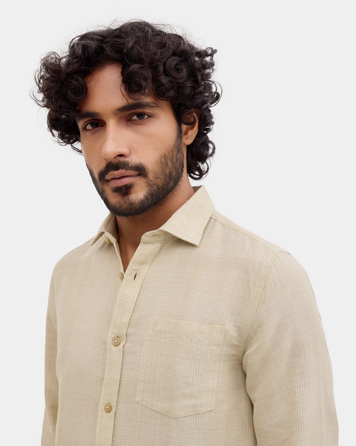 Light Green Linen Check Shirt - Stor
