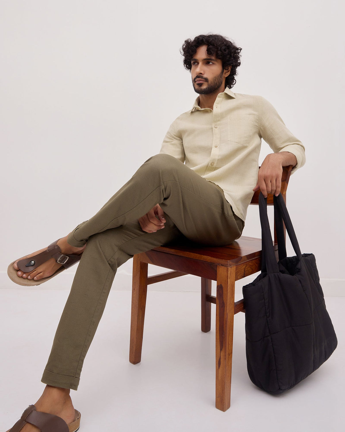 Light Green Linen Check Shirt - Stor