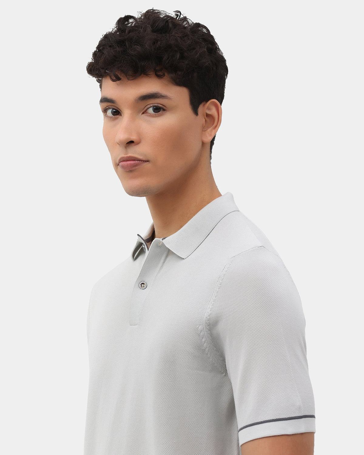 Light Grey Solid Polo - Zoler