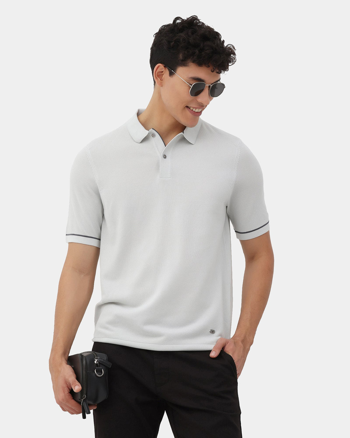 Light Grey Solid Polo - Zoler