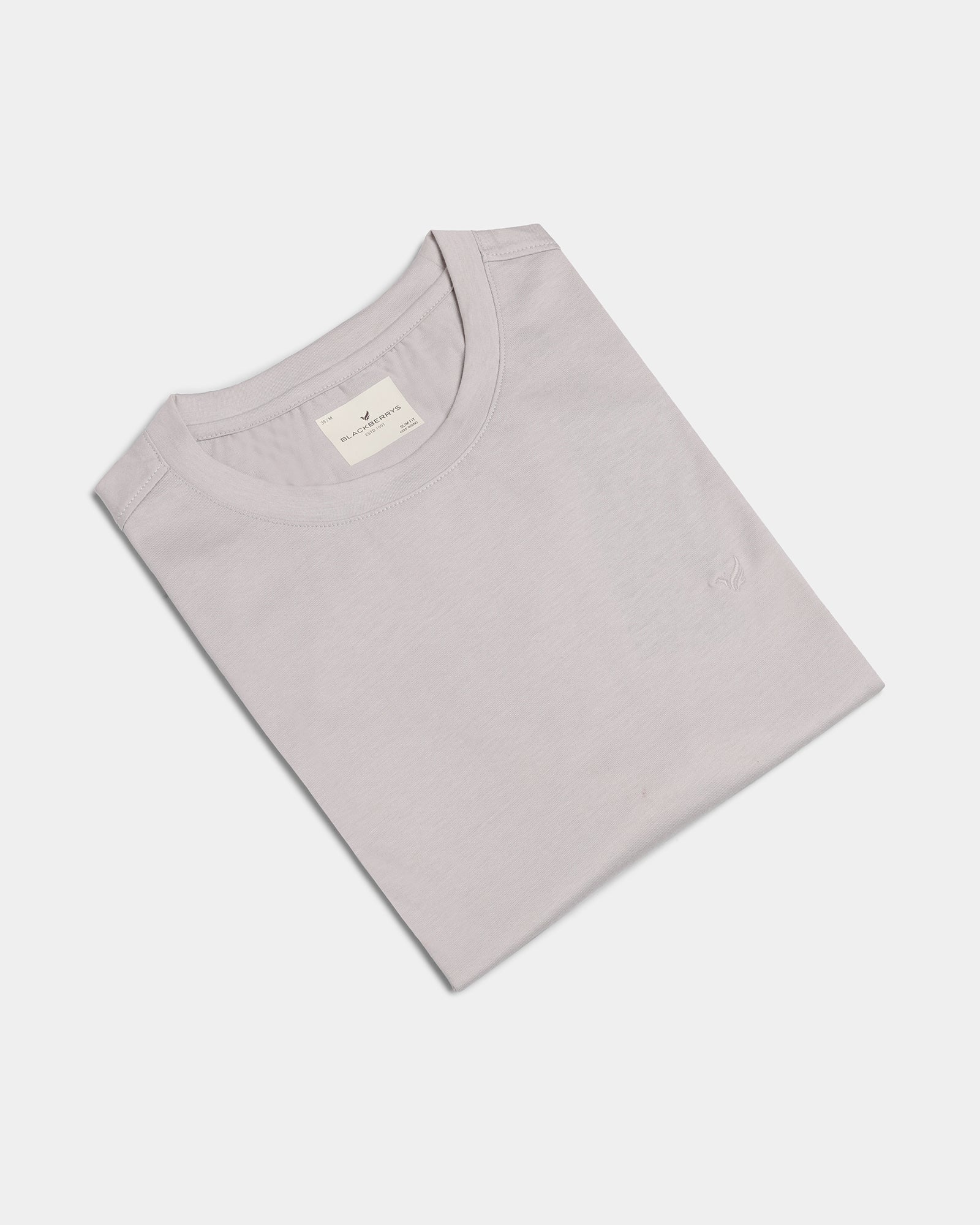 Light Grey Crew Neck Solid T-Shirt - Ginjiro