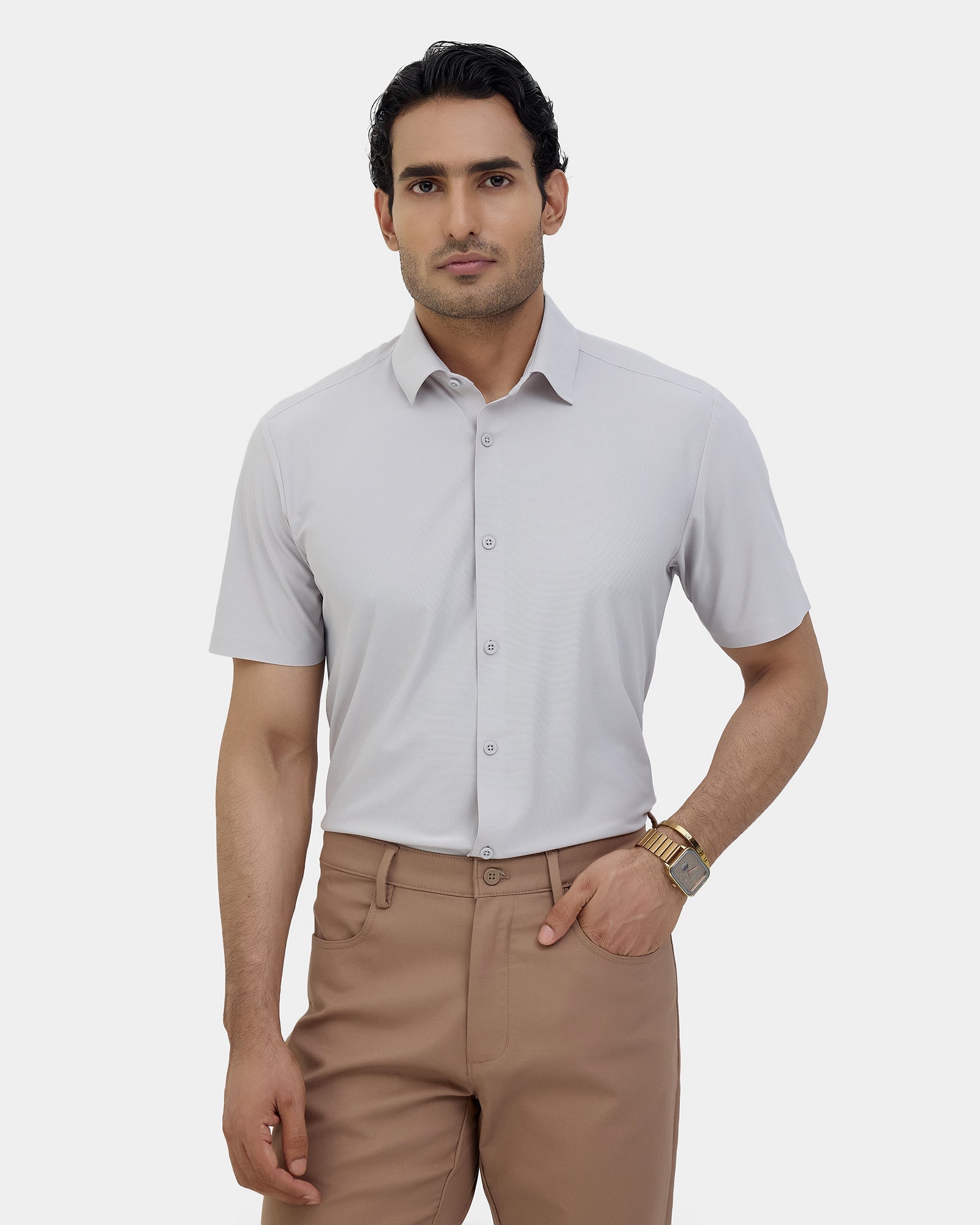 Light Grey TechPro Textured Shirt - Kanon