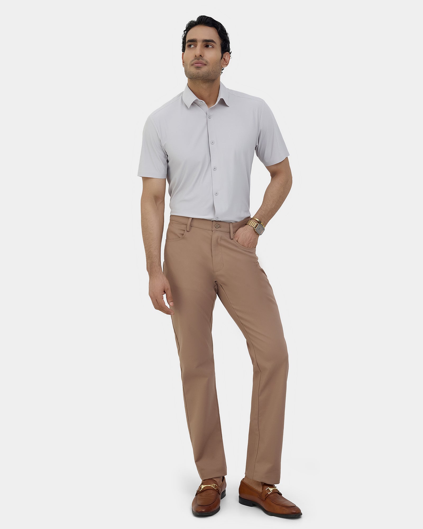 Light Grey TechPro Textured Shirt - Kanon