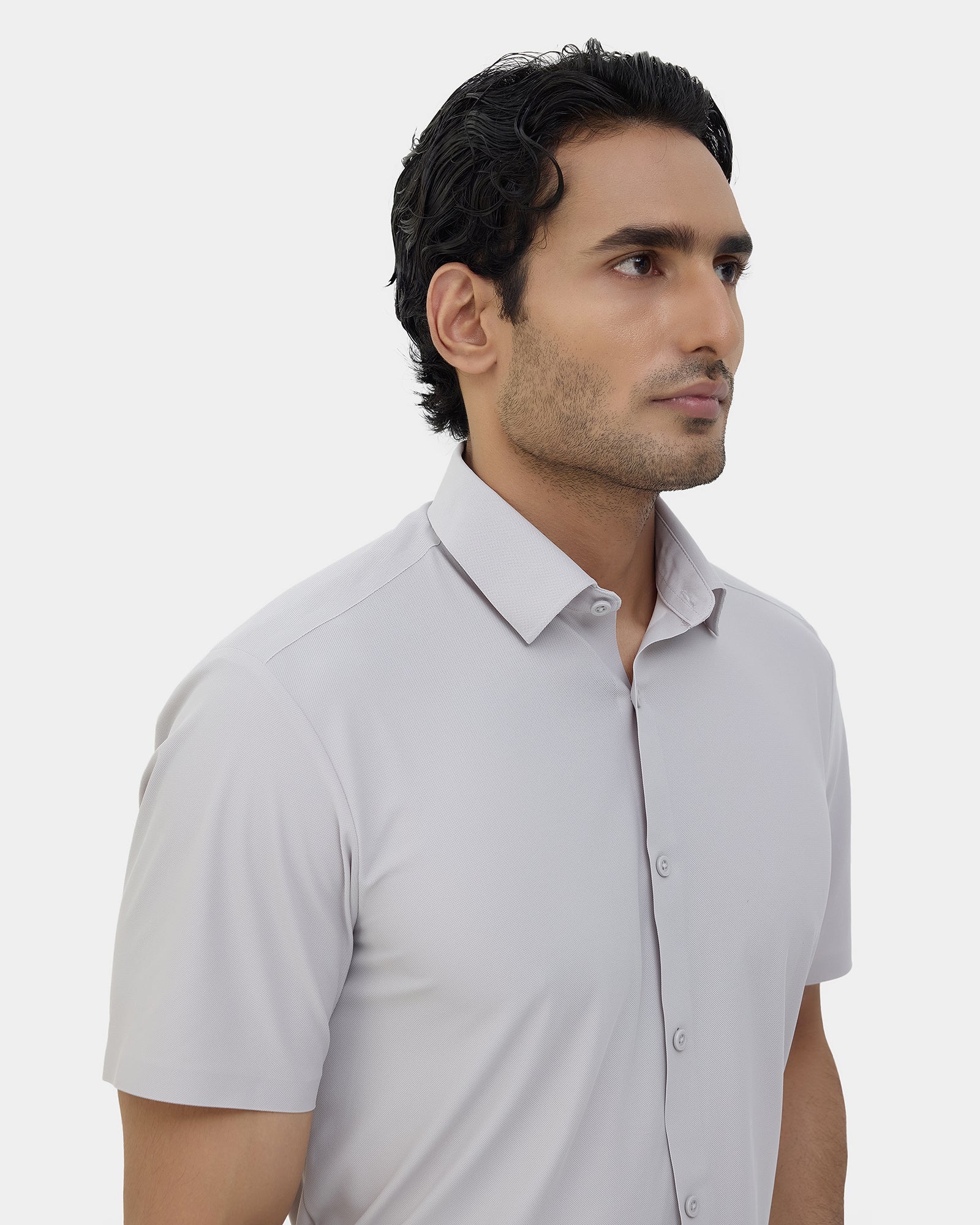 Light Grey TechPro Textured Shirt - Kanon