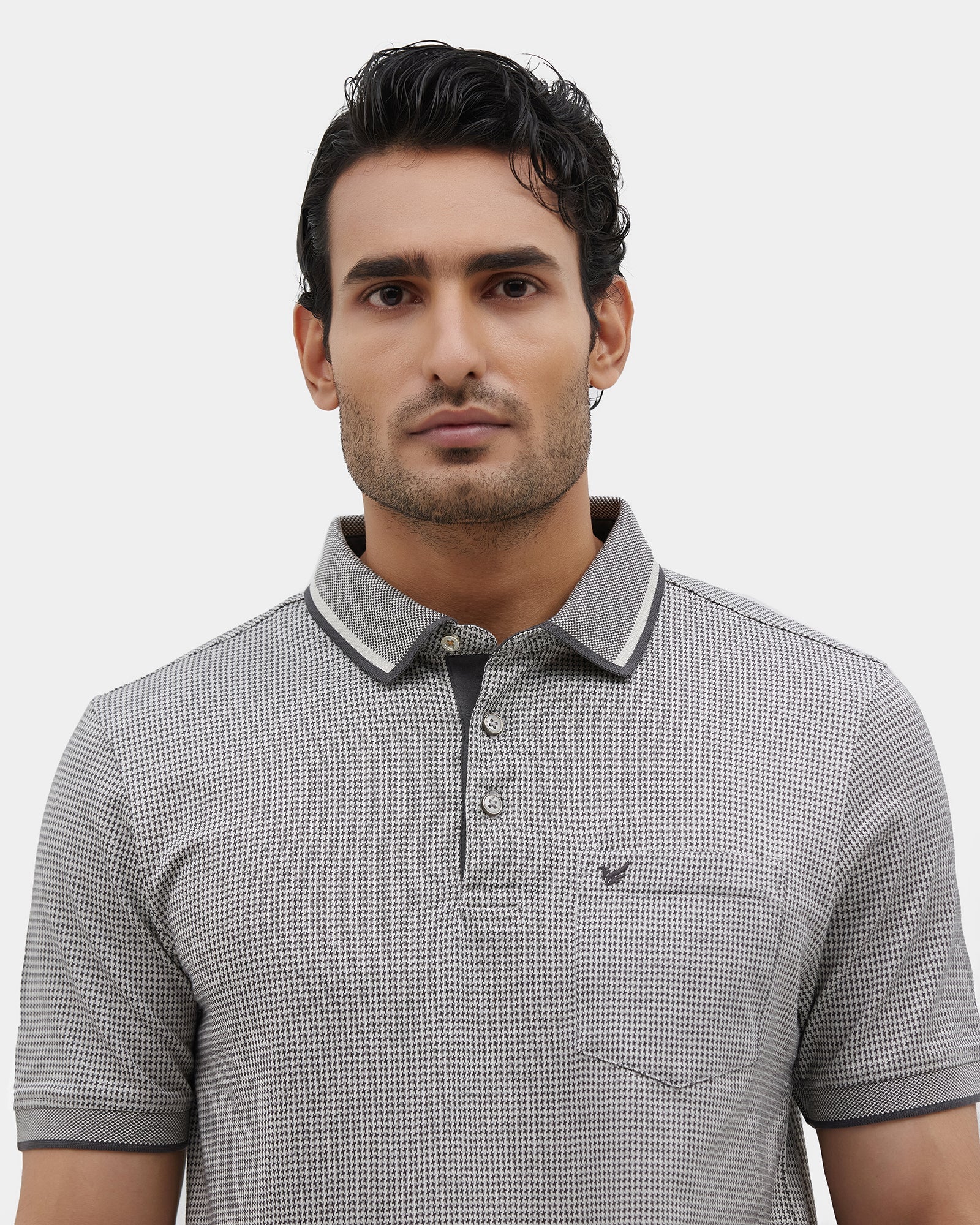 Light Grey Textured Polo - Bomi