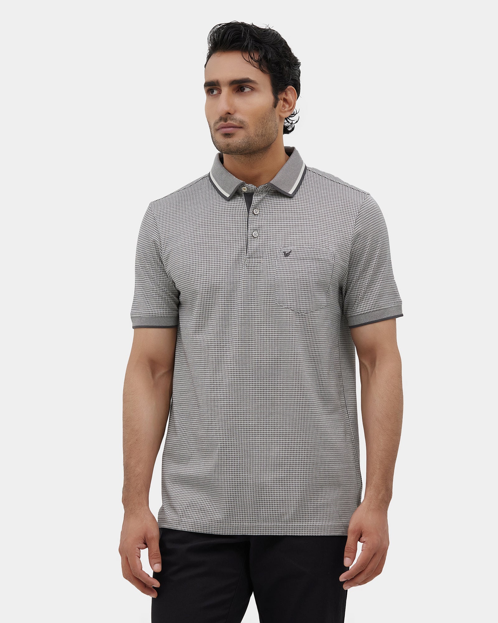 Light Grey Textured Polo - Bomi