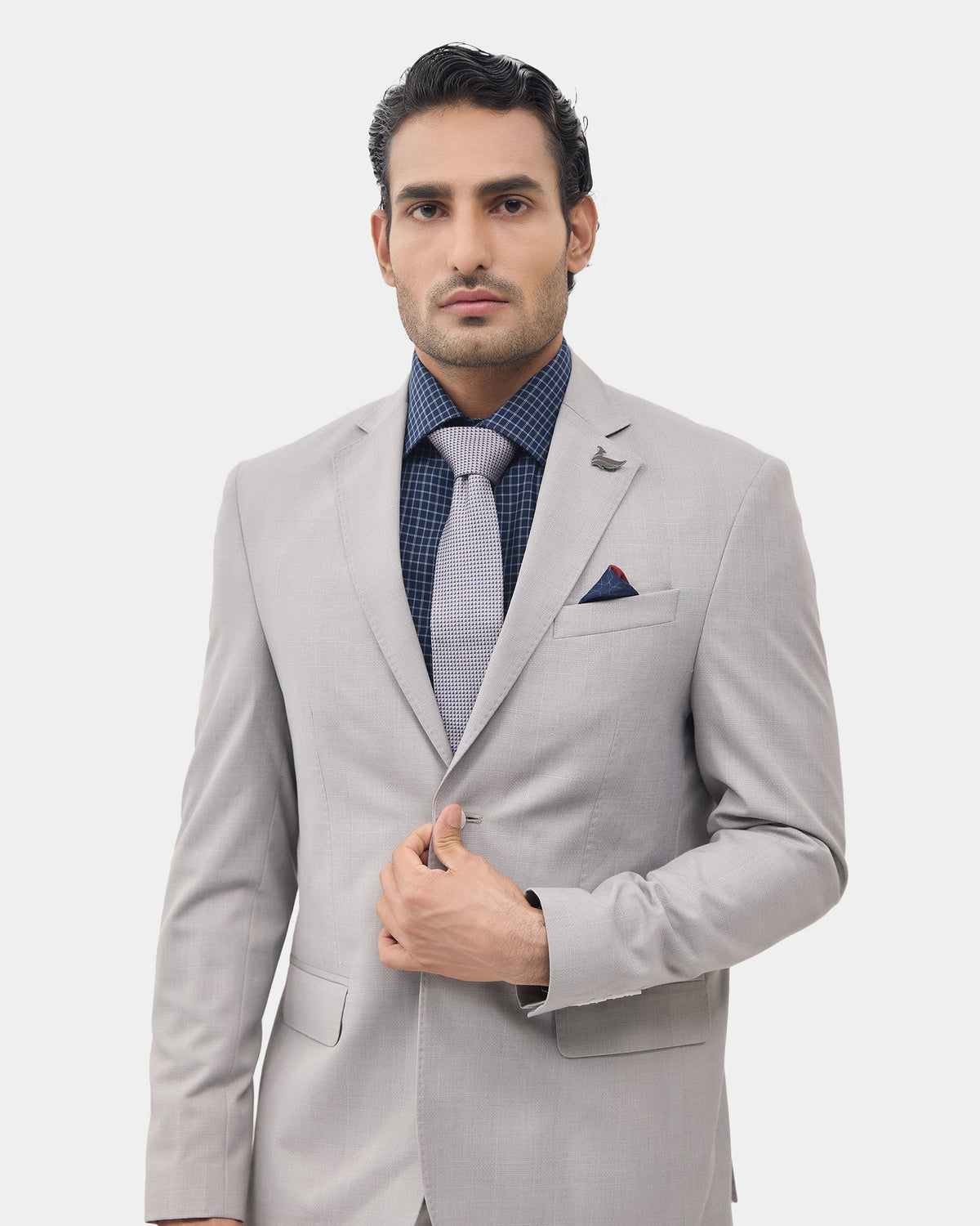 Light Grey Two Piece Check Suit - Dabney