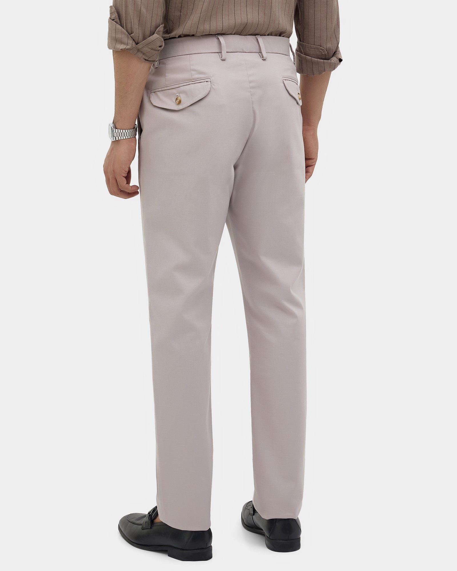 Light Grey Unwrinkle Textured Khakis - Dolomite