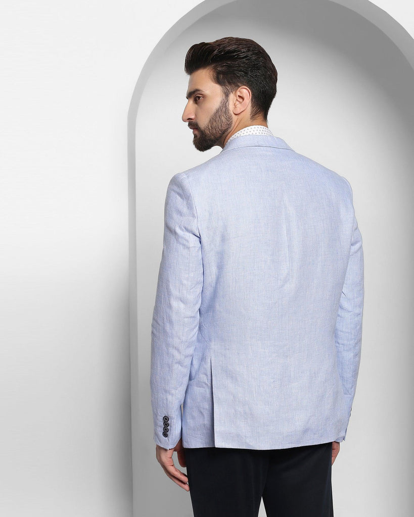 Linen Casual Blue Solid Blazer - Luna