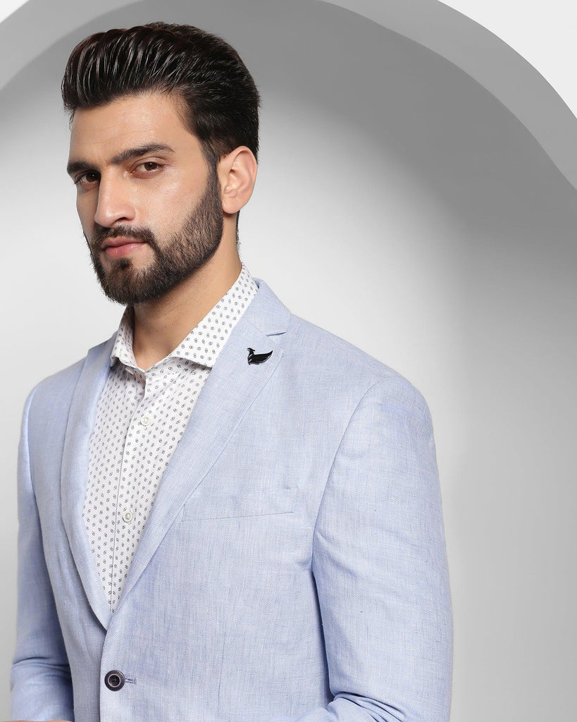 Linen Casual Blue Solid Blazer - Luna