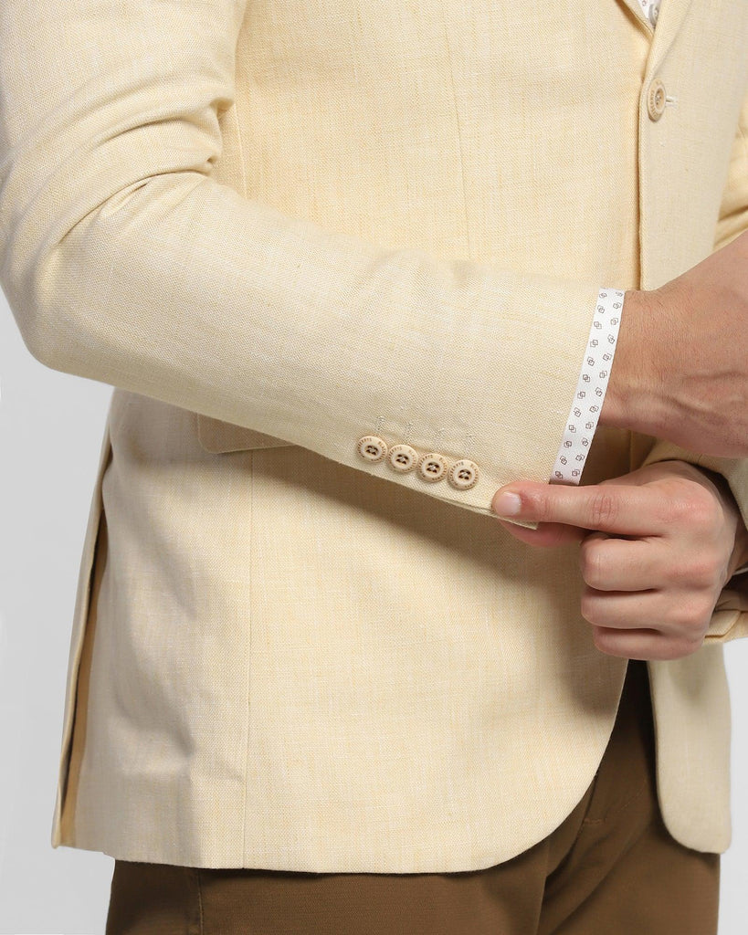 Linen Casual Yellow Solid Blazer - Luna